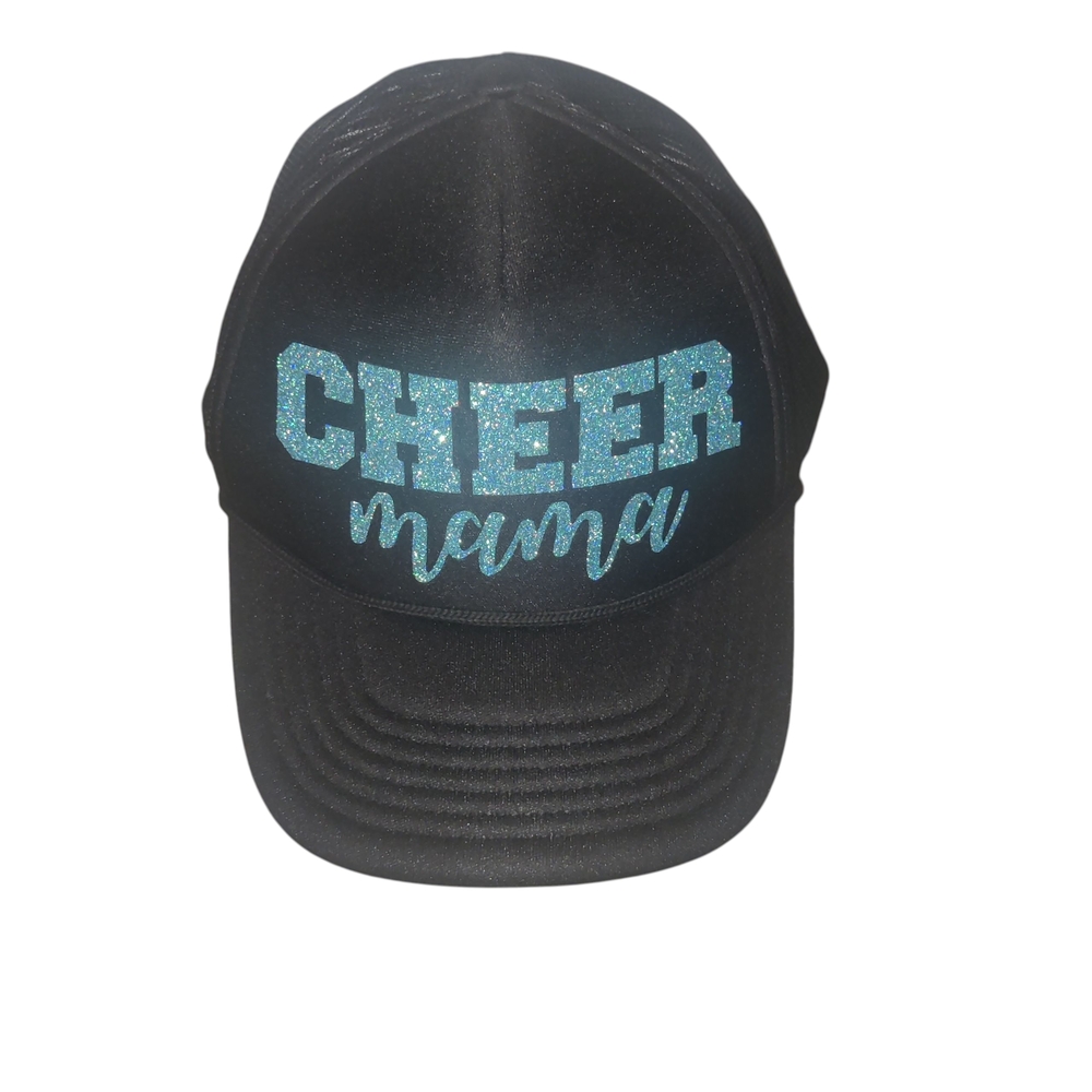 Cheer Mama Trucker Hat Cap Black Teal Women's One Size